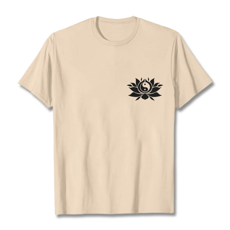 Buddha Stones Yin Yang Lotus Flower Design Tee T-shirt - Bisque - 2XL - image 12