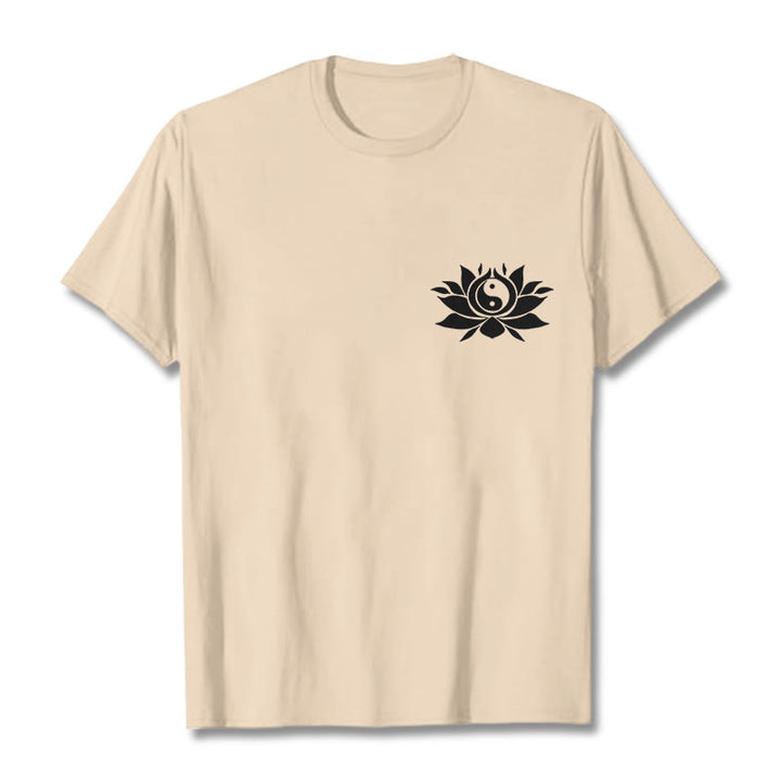 Buddha Stones Yin Yang Lotus Flower Design Tee T-shirt - Bisque - 2XL - image 12