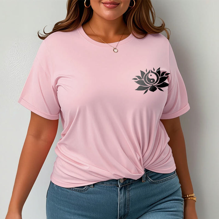 Buddha Stones Yin Yang Lotus Flower Design Tee T-shirt - image 17