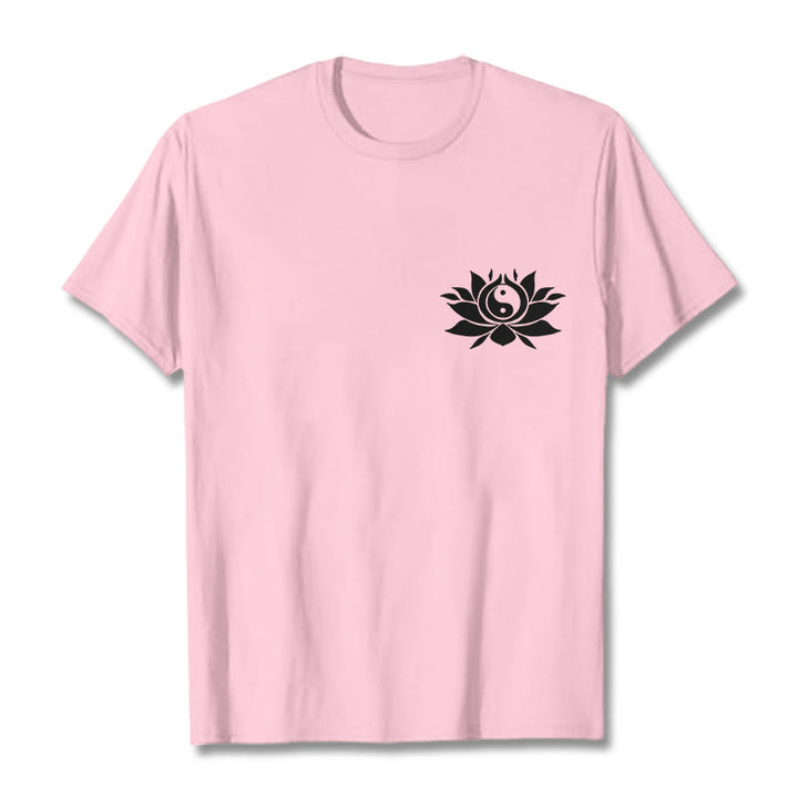 Buddha Stones Yin Yang Lotus Flower Design Tee T-shirt - LightPink - 2XL - image 16