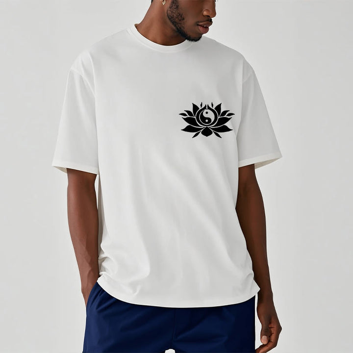 Buddha Stones Yin Yang Lotus Flower Design Tee T-shirt - image 8