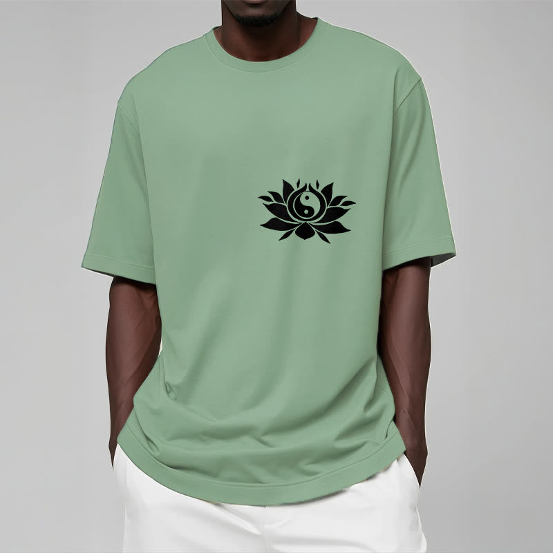 Buddha Stones Yin Yang Lotus Flower Design Tee T-shirt - image 15