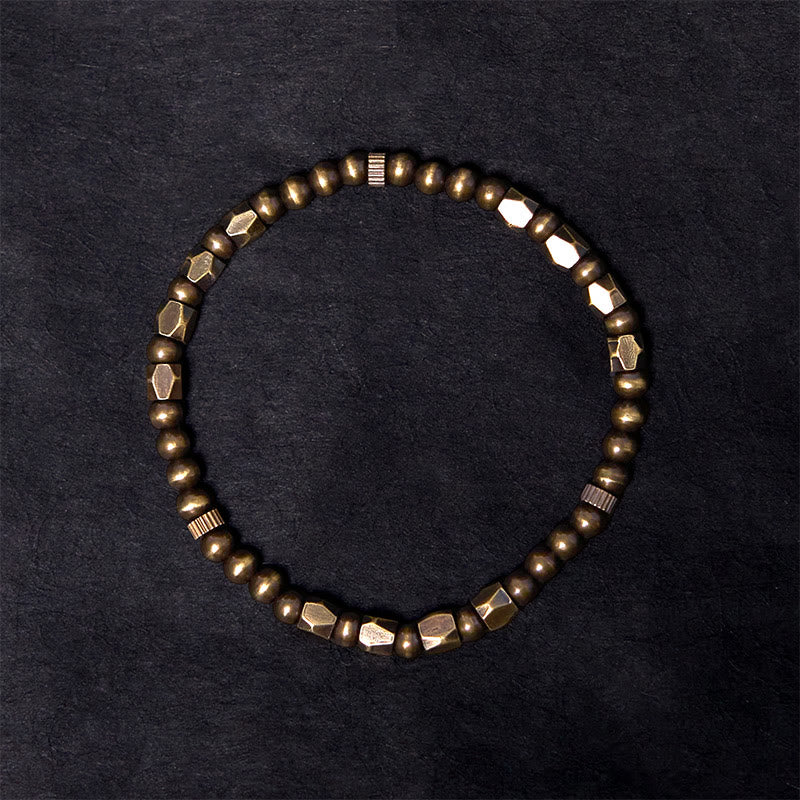 Buddha Stones Vintage Distressed Simple Design Copper Brass Beads Wealth Bracelet - image 1