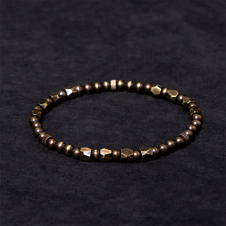 Buddha Stones Vintage Distressed Simple Design Copper Brass Beads Wealth Bracelet - 7.9-8.3in(20-21cm) - image 0