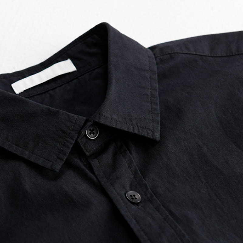 Buddha Stones Embroidery Match Flame Pattern Lapel Men's Short Sleeve Cotton Shirt With Pocket - image 11