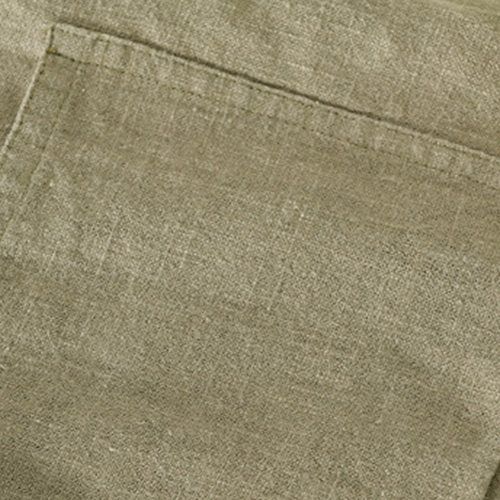 Buddha Stones Commute Fall Solid Color Lapel Men's Long Sleeve Cotton Linen Shirt With Pocket - image 31