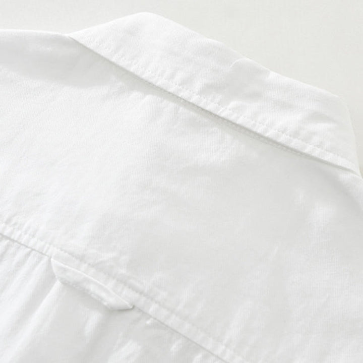 Buddha Stones Artistic Simple Design Embroidery Bamboo Pattern Men's Short Sleeve Cotton Shirt - image 10