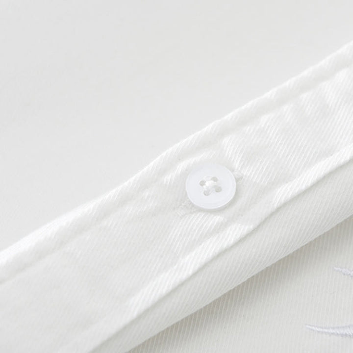 Buddha Stones Artistic Simple Design Embroidery Bamboo Pattern Men's Short Sleeve Cotton Shirt - image 7