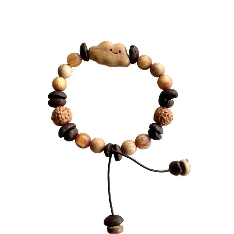 Buddha Stones Natural Irregular Cloud Coffee Beans Sandalwood Protection Bracelet - image 6