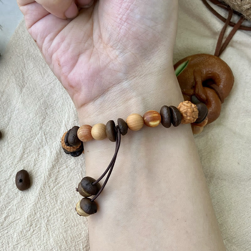 Buddha Stones Natural Irregular Cloud Coffee Beans Sandalwood Protection Bracelet - image 4