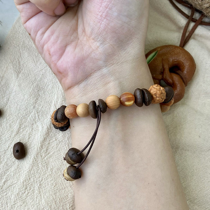 Buddha Stones Natural Irregular Cloud Coffee Beans Sandalwood Protection Bracelet - image 4