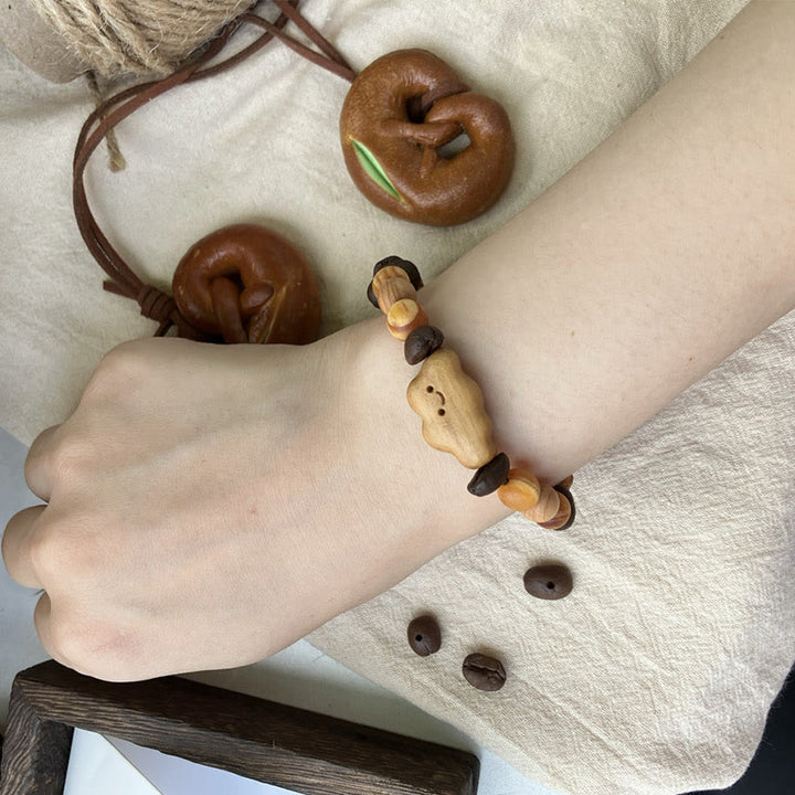 Buddha Stones Natural Irregular Cloud Coffee Beans Sandalwood Protection Bracelet - image 2