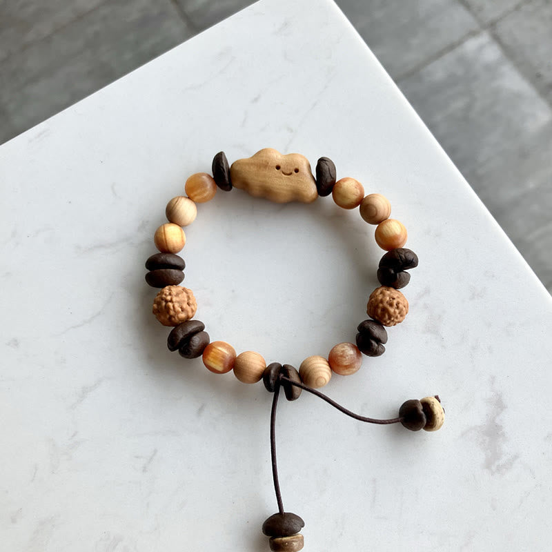 Buddha Stones Natural Irregular Cloud Coffee Beans Sandalwood Protection Bracelet - image 1