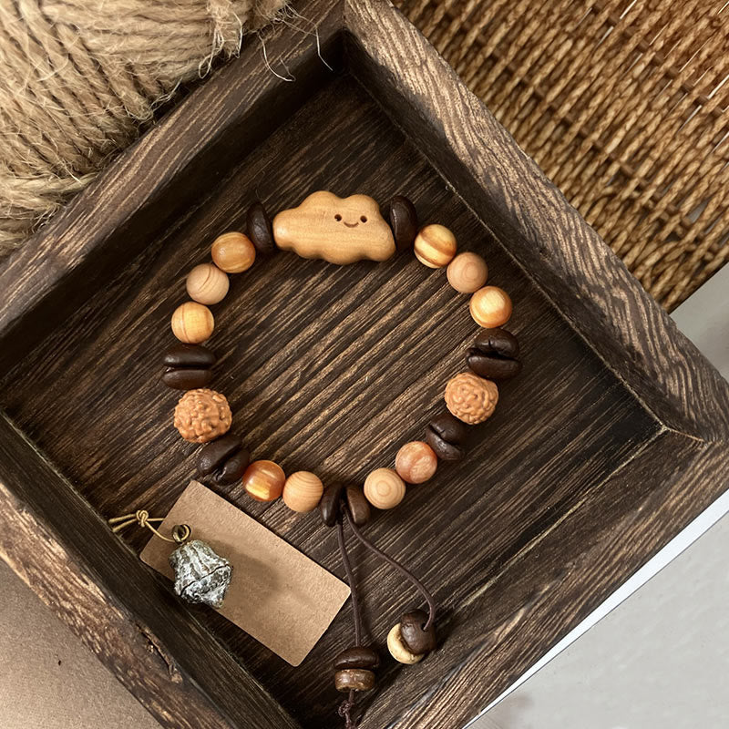 Buddha Stones Natural Irregular Cloud Coffee Beans Sandalwood Protection Bracelet - Coffee Bean(Wrist Circumference: 16-18cm) - image 0