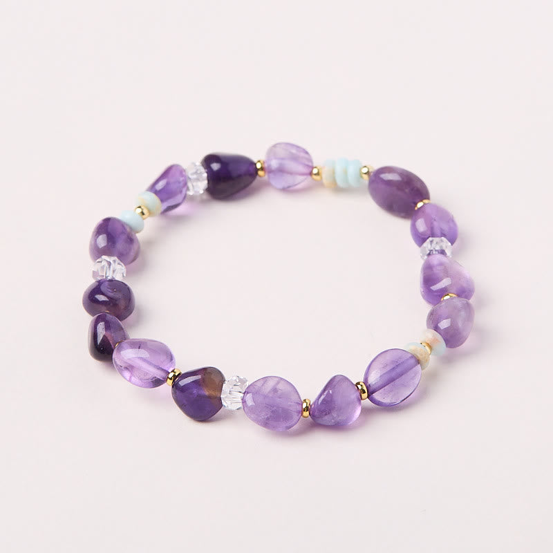 Buddha Stones Natural Irregular Amethyst Shoushan Stone White Crystal Healing Bracelet - image 2