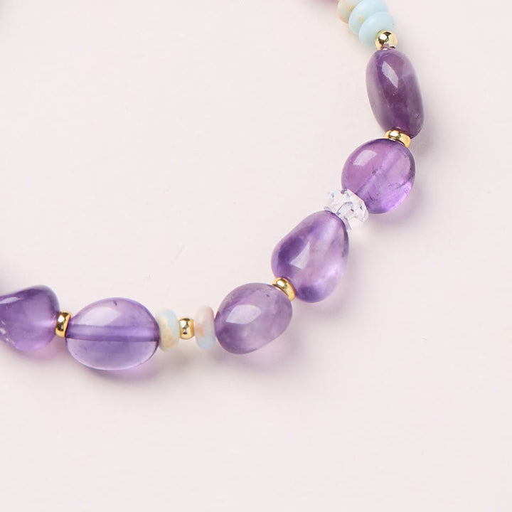 Buddha Stones Natural Irregular Amethyst Shoushan Stone White Crystal Healing Bracelet - image 4