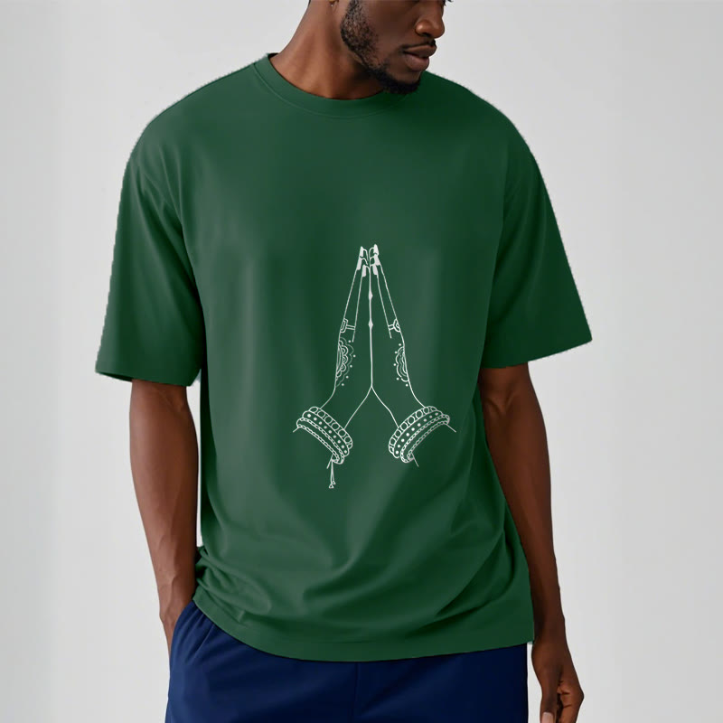 Buddha Stones Put Hands Together Prayer Design Tee T-shirt - image 1