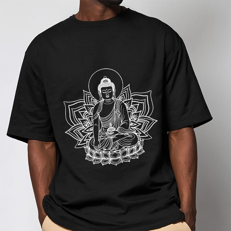 Buddha Stones Medicine Buddha Seated On A Lotus Pedestal Tee T-shirt - image 1