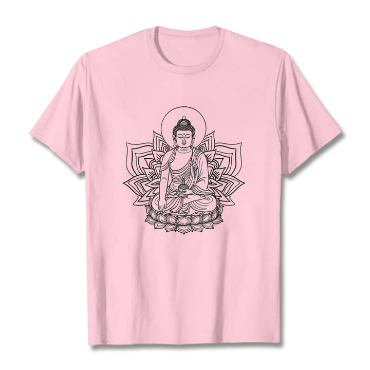 Buddha Stones Medicine Buddha Seated On A Lotus Pedestal Tee T-shirt - LightPink - 2XL - image 12