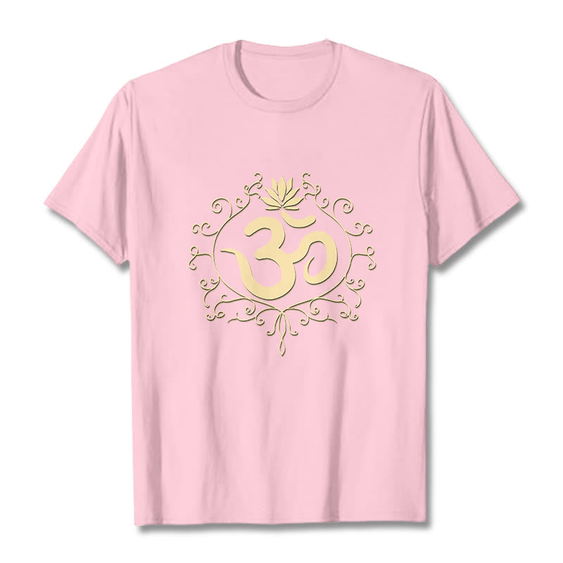 Buddha Stones Om Symbol Vines Lotus Flower Tee T-shirt - LightPink - 2XL - image 14