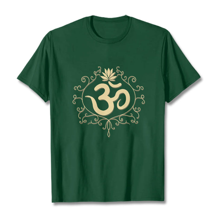 Buddha Stones Om Symbol Vines Lotus Flower Tee T-shirt - ForestGreen - 2XL - image 5