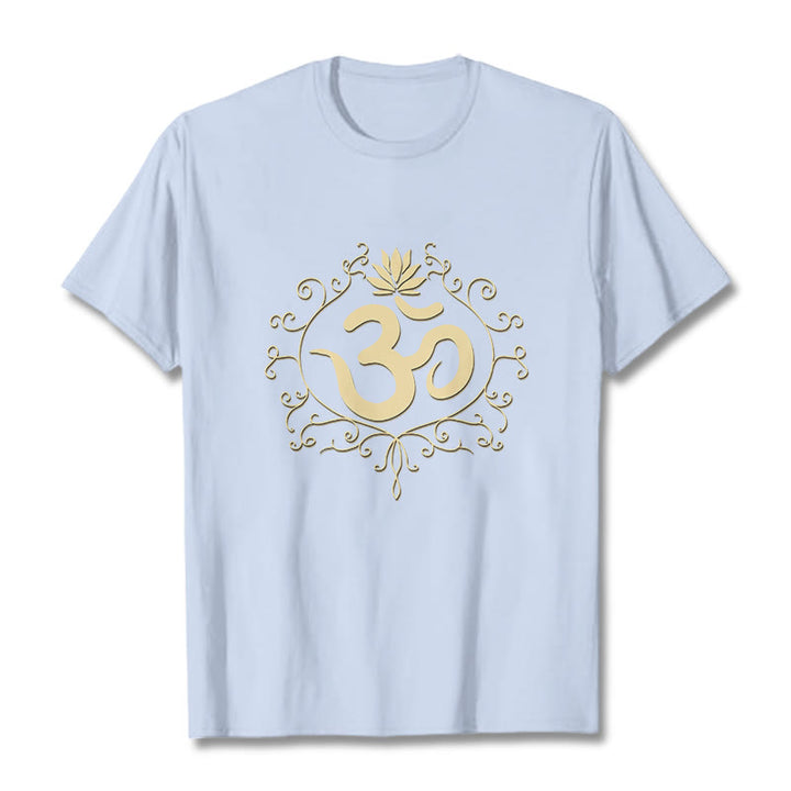 Buddha Stones Om Symbol Vines Lotus Flower Tee T-shirt - LightCyan - 2XL - image 13