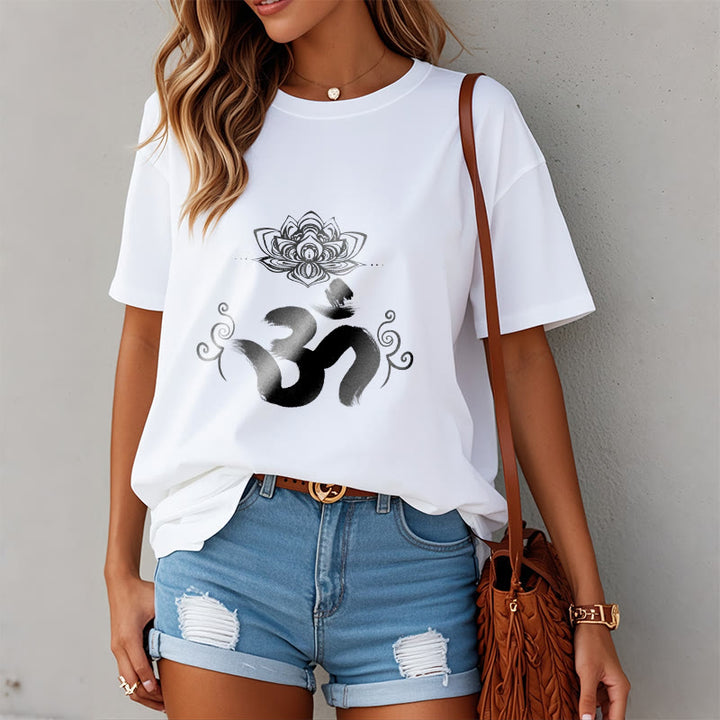 Buddha Stones Om Symbol Sanskrit Floral Tee T-shirt - image 2