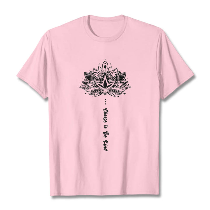 Buddha Stones Choose To Be Kind Geometric Flower Tee T-shirt - LightPink - 2XL - image 12