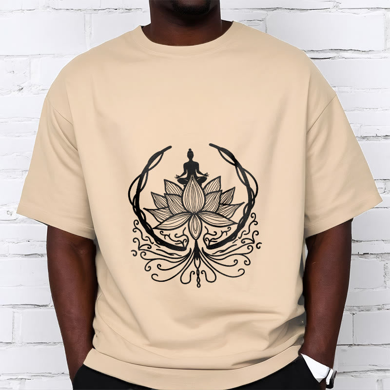 Buddha Stones Meditation Buddha Seated Inside A Lotus Flower Tee T-shirt - image 11