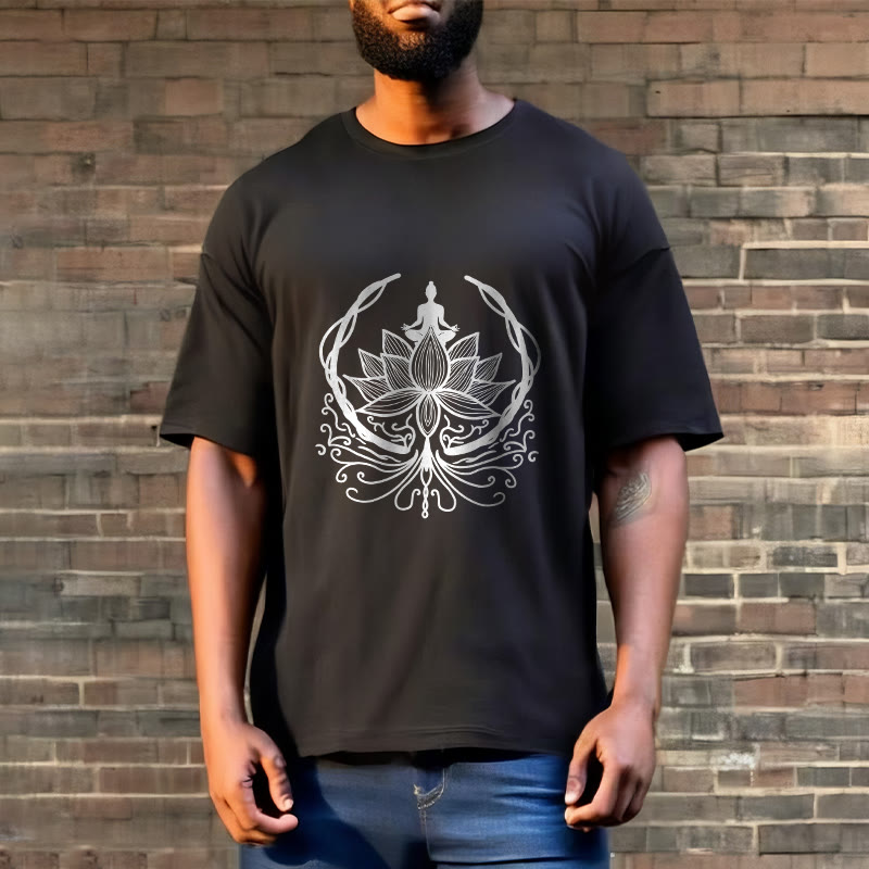 Buddha Stones Meditation Buddha Seated Inside A Lotus Flower Tee T-shirt - image 8