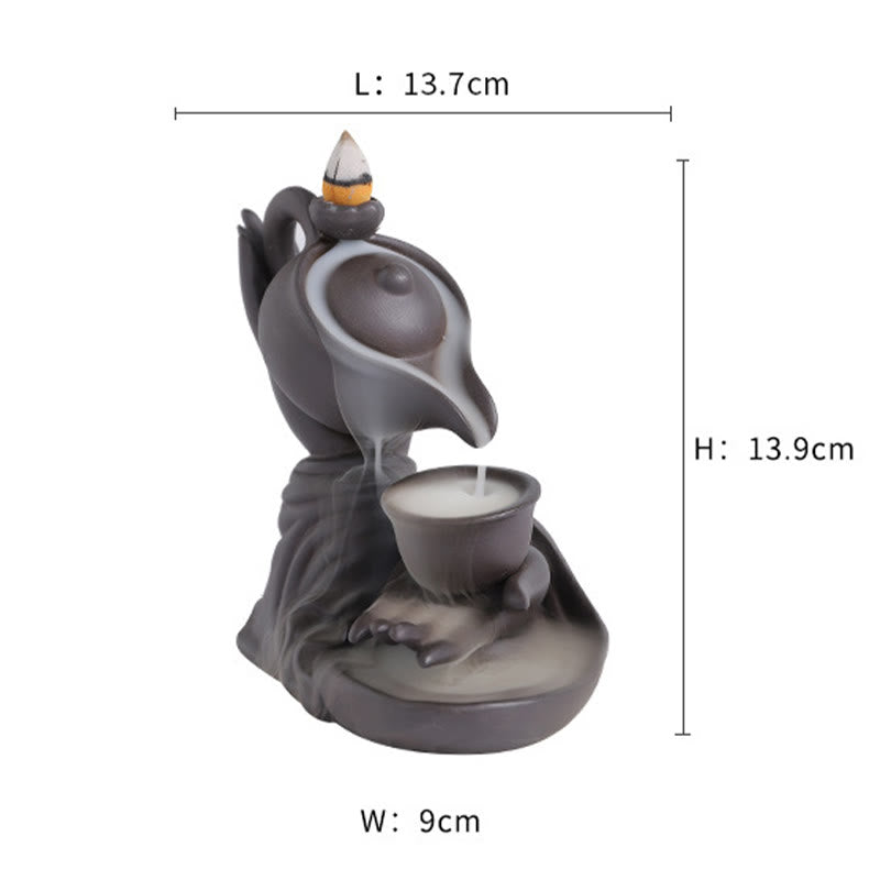 Buddha Stones Buddha Hand Holding Teapot Cup Ceramic Backflow Smoke Fountain Healing Incense Burner Decoration - image 9