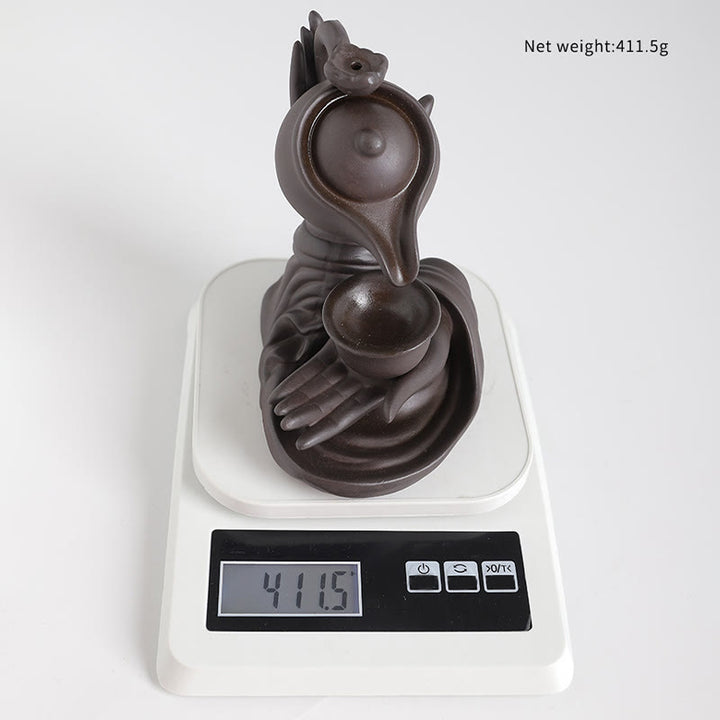 Buddha Stones Buddha Hand Holding Teapot Cup Ceramic Backflow Smoke Fountain Healing Incense Burner Decoration - image 10