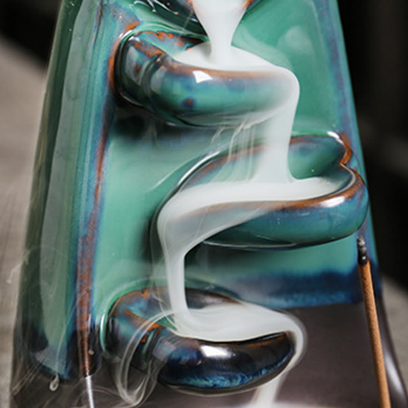 Buddha Stones Lovers Couple Embrace Love Ceramic Backflow Smoke Fountain Healing Incense Burner Decoration - image 9