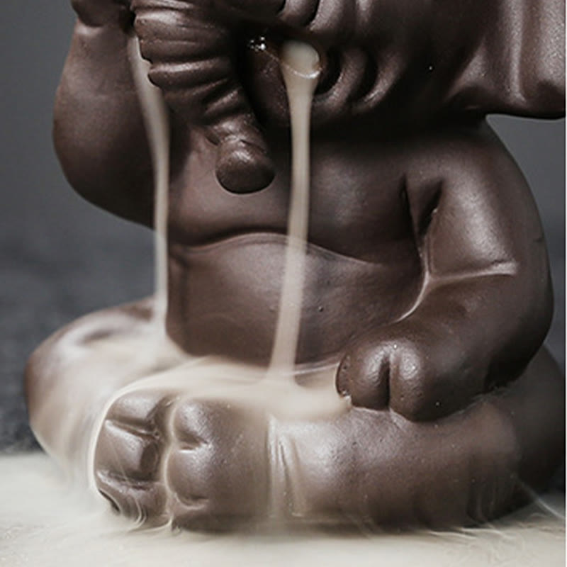 Buddha Stones Cute Elephant Purple Clay Backflow Smoke Fountain Peace Healing Incense Burner Decoration - image 12