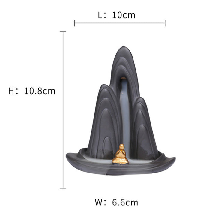Buddha Stones Little Monk Mountains Flowing Water Purple Clay Ceramic Healing Backflow Incense Burner Decoration - image 6