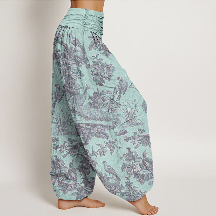 Buddha Stones Birds Trees Branches Pattern Women's Elastic Waist Harem Pants - image 6