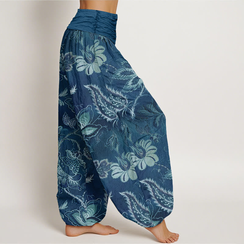 Buddha Stones Casual Floral Leaves Women's Elastic Waist Harem Pants - image 5