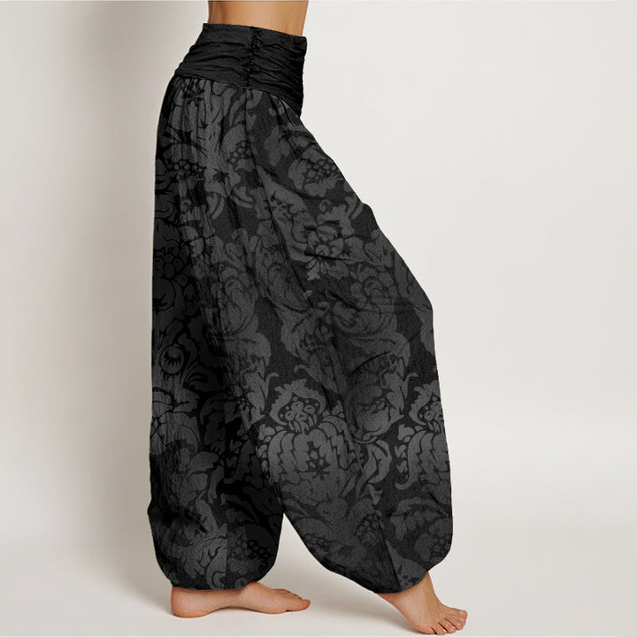 Buddha Stones Casual Flower Leaves Design Women's Elastic Waist Harem Pants - image 5