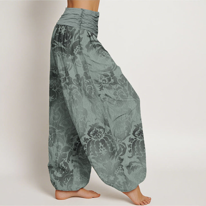 Buddha Stones Casual Flower Leaves Design Women's Elastic Waist Harem Pants - image 8