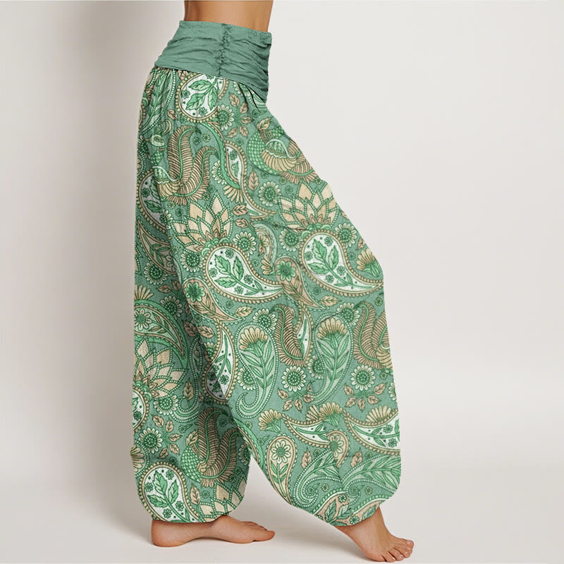 Buddha Stones Cashew Flower Peacock Sunflower Design Women's Elastic Waist Harem Pants - image 5