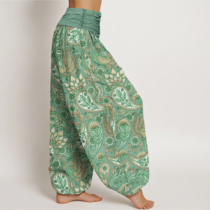 Buddha Stones Cashew Flower Peacock Sunflower Design Women's Elastic Waist Harem Pants - image 5