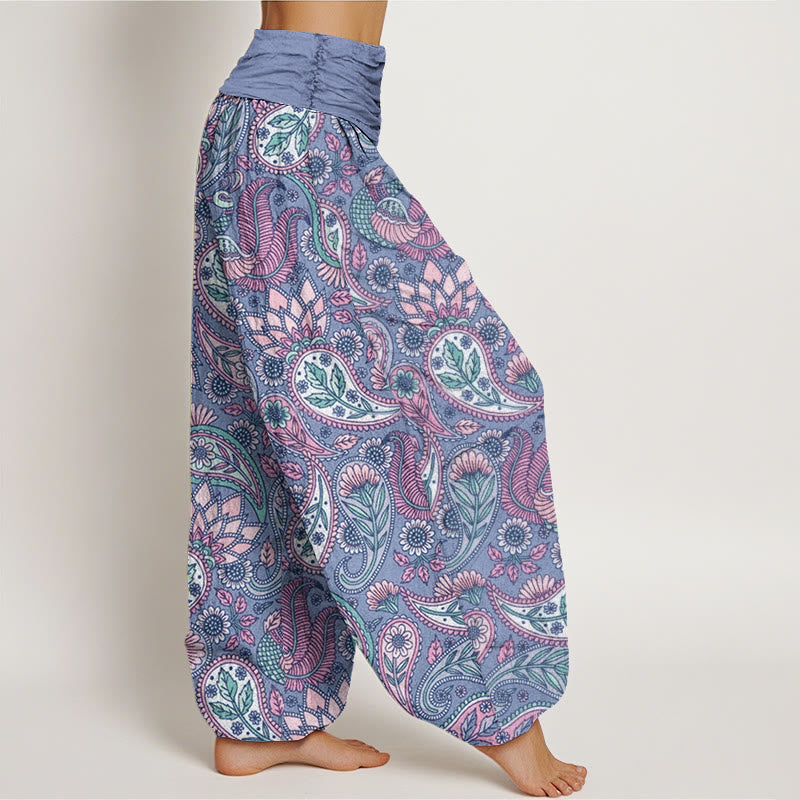 Buddha Stones Cotton Cashew Flower Peacock Sunflower Design Women's Elastic Waist Harem Pants - image 8