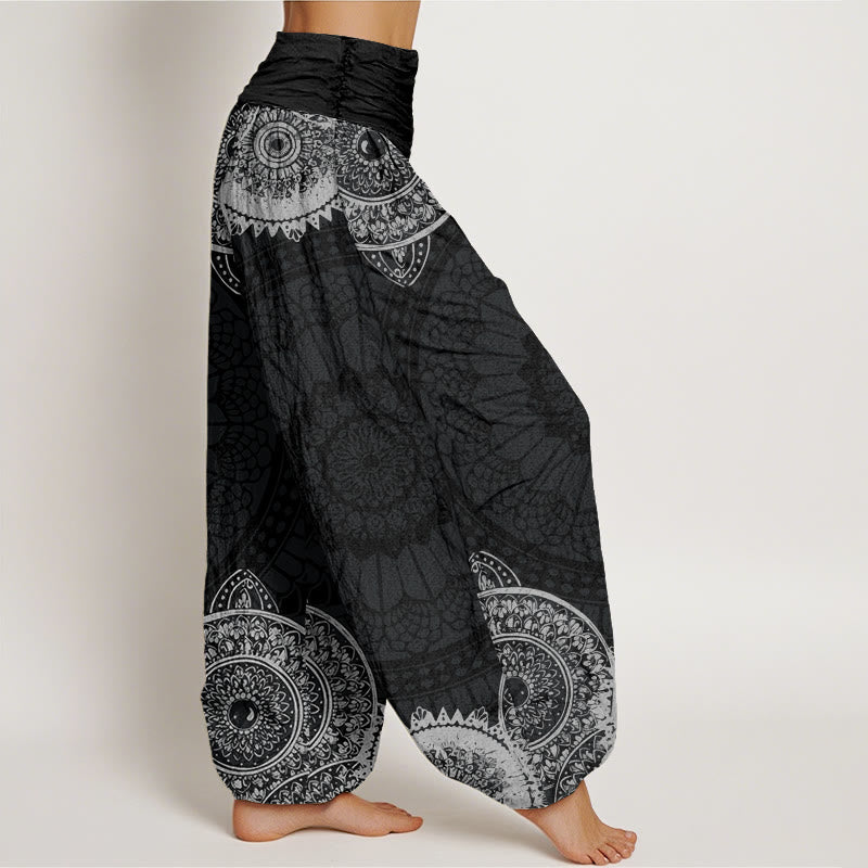 Buddha Stones Circular Mandala Design Women's Elastic Waist Harem Pants - image 2