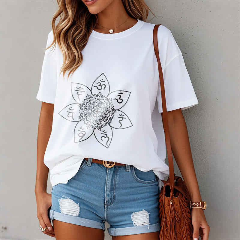 Buddha Stones Mandala Om Mani Padme Hum Pattern Tee T-shirt - image 9