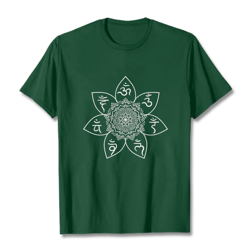 Buddha Stones Mandala Om Mani Padme Hum Pattern Tee T-shirt - ForestGreen - 2XL - image 0