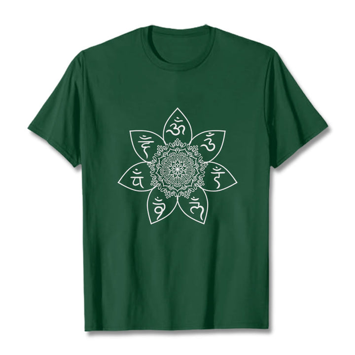 Buddha Stones Mandala Om Mani Padme Hum Pattern Tee T-shirt - ForestGreen - 2XL - image 0