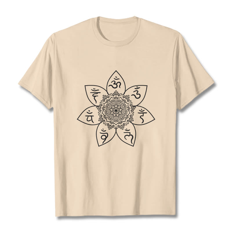 Buddha Stones Mandala Om Mani Padme Hum Pattern Tee T-shirt - Bisque - 2XL - image 10