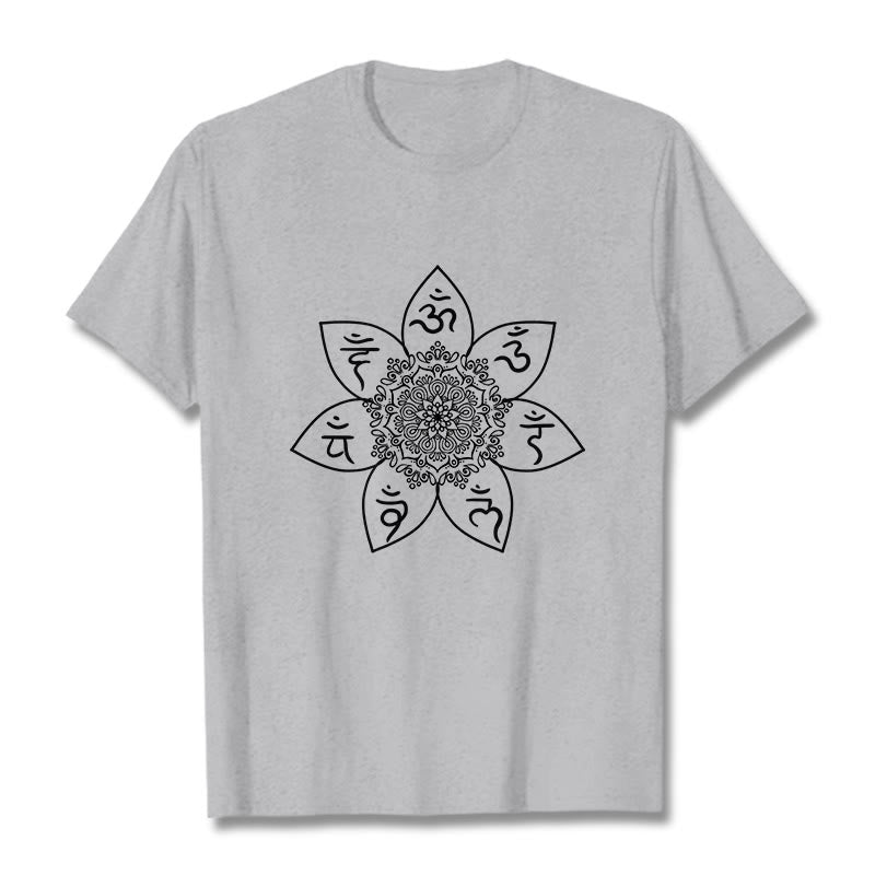 Buddha Stones Mandala Om Mani Padme Hum Pattern Tee T-shirt - LightGrey - 2XL - image 19