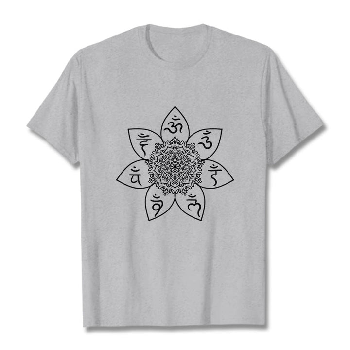 Buddha Stones Mandala Om Mani Padme Hum Pattern Tee T-shirt - LightGrey - 2XL - image 19