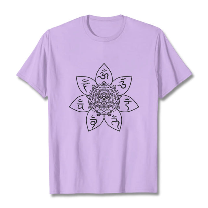 Buddha Stones Mandala Om Mani Padme Hum Pattern Tee T-shirt - Plum - 2XL - image 16